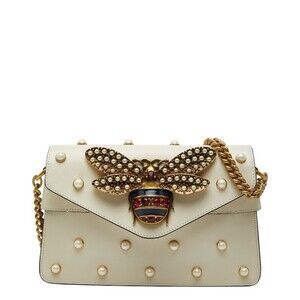 GUCCI White Pearl Leather Shoulder Bag